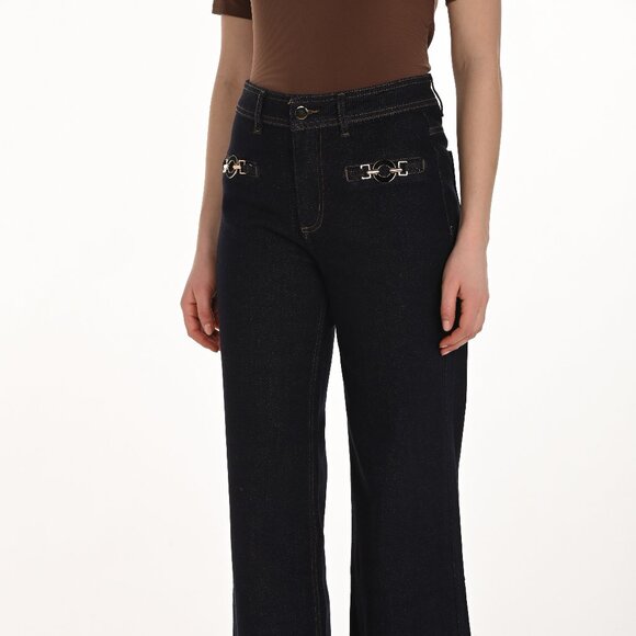 254979 Denim Dark with Boot Cut and Gold Hardware by FRANK LYMAN - Picture 1 of 2